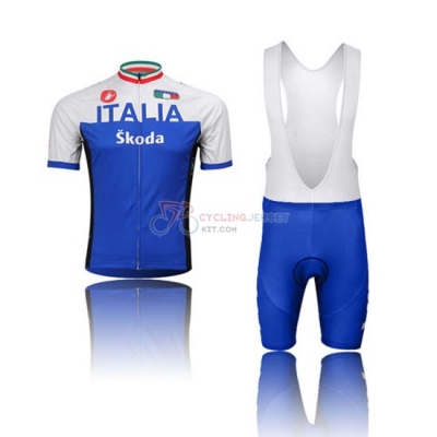 Italy Cycling Jersey Kit Short Sleeve 2014 White And Blue
