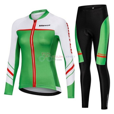 Women Mieyco Cycling Jersey Kit Long Sleeve 2019 White Green
