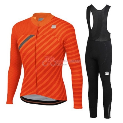 Women Sportful Cycling Jersey Kit Long Sleeve 2020 Orange Gray
