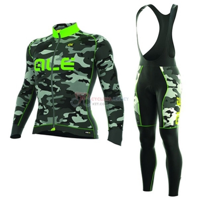 ALE Camo Long Sleeve Cycling Jersey and Bib Pant Kit 2017 green and black