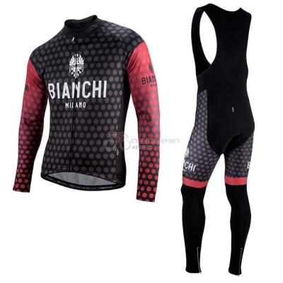 Bianchi Milano Petroso Cycling Jersey Kit Long Sleeve Black Red