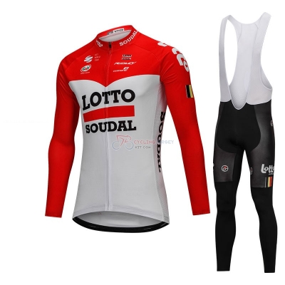 Lotto Soudal Cycling Jersey Kit Long Sleeve White and Red
