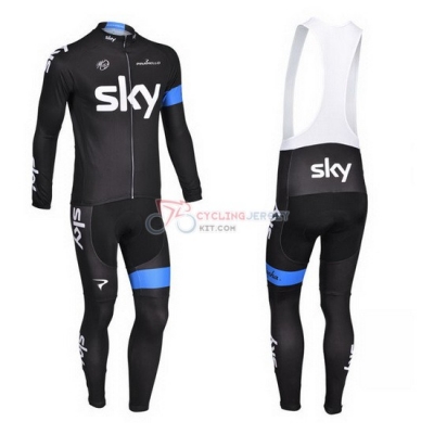 Sky Cycling Jersey Kit Long Sleeve 2013 Blue And Black