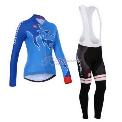 Women Castelli Cycling Jersey Kit Long Sleeve 2014 Sky Blue