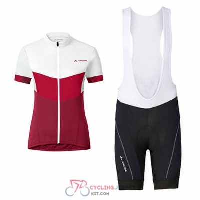 2017 Women Vaude Cycling Jersey Kit Short Sleeve white and red
