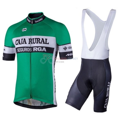 2018 Caja Rural Cycling Jersey Kit Short Sleeve Green