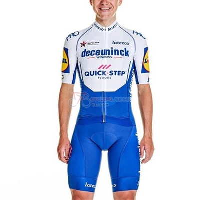 Deceuninck Quick Step Cycling Jersey Kit Short Sleeve 2020 White Azul