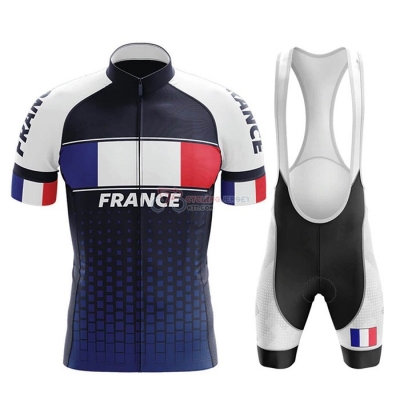 Campione France Cycling Jersey Kit Short Sleeve 2020 Blue White Red(3)