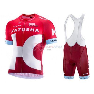 Katusha Cycling Jersey Kit Short Sleeve 2016 White And Red