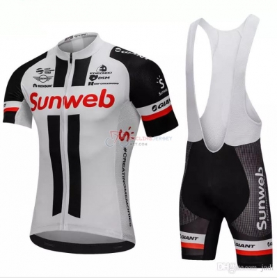 Sunweb Cycling Jersey Kit Short Sleeve 2018 Gray and Black