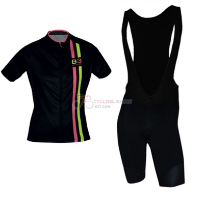 Women Biemme Short Sleeve Cycling Jersey and Bib Shorts Kit 2017 black