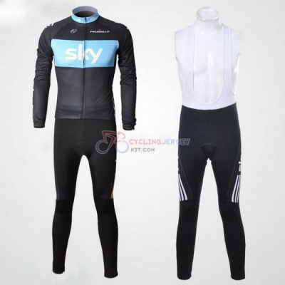 Sky Cycling Jersey Kit Long Sleeve 2012 Black And Sky Blue