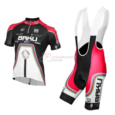 2015 Team Baku black e white Short Sleeve Cycling Jersey And Bib Shorts Kit