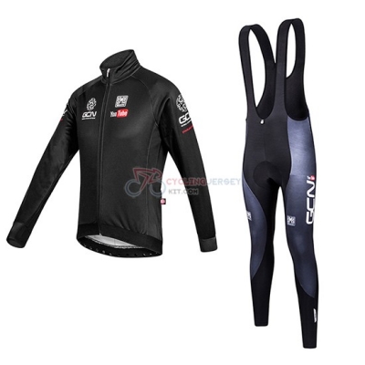 2016 Team Global Cycling Network Manica black Long Sleeve Cycling Jersey And Bib Pants Kit