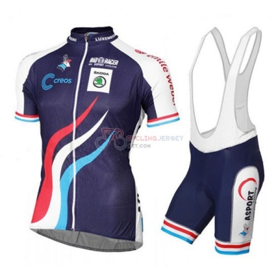 Luxembourg Cycling Jersey Kit Short Sleeve 2016 Blue And White