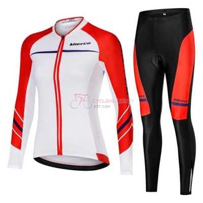 Women Mieyco Cycling Jersey Kit Long Sleeve 2019 White Orange