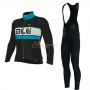 ALE Bering Long Sleeve Cycling Jersey and Bib Pant Kit 2017 light blue and black