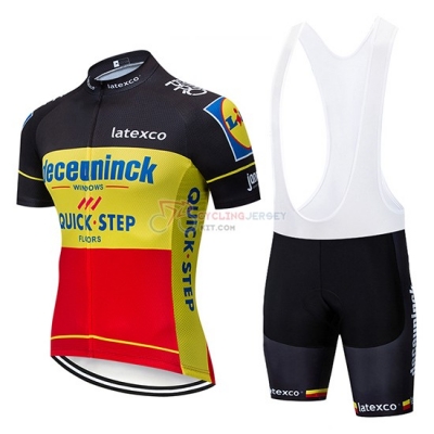 Deceuninck Quick Step Cycling Jersey Kit Short Sleeve 2019 Black Yellow Red