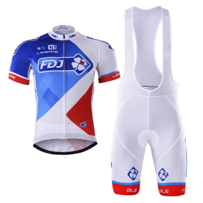 FDJ Cycling Jersey Kit Short Sleeve 2017 white and blue