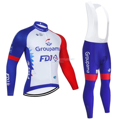 Groupama-FDJ Cycling Jersey Kit Long Sleeve 2021 Blue White Red