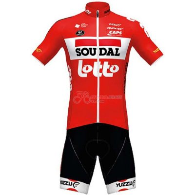 Lotto Soudal Cycling Jersey Kit Short Sleeve 2020 Red
