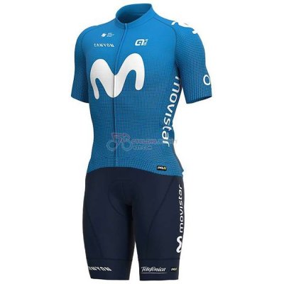 Movistar Cycling Jersey Kit Short Sleeve 2020 White Blue