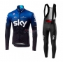 Sky Cycling Jersey Kit Long Sleeve 2019 Blue Black