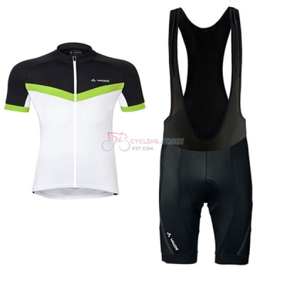 Women Vaude Short Sleeve Cycling Jersey and Bib Shorts Kit 2017 white and green