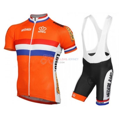 Netherlands Cycling Jersey Kit Short Sleeve 2016 Orange And Blue