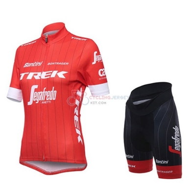 2018 Women Trek Segafredo Cycling Jersey Kit Short Sleeve Red