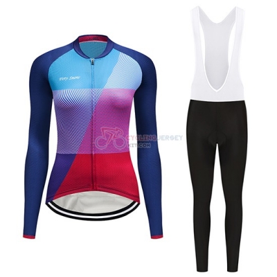 Women Dirty Snow Cycling Jersey Kit Long Sleeve 2019 Blue Red Purple