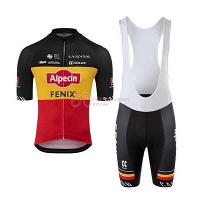 Alpecin Fenix Cycling Jersey Kit Short Sleeve 2020 Black Yellow Red