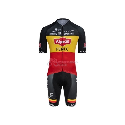 Alpecin Fenix Cycling Jersey Kit Short Sleeve 2021 Campione Belgium