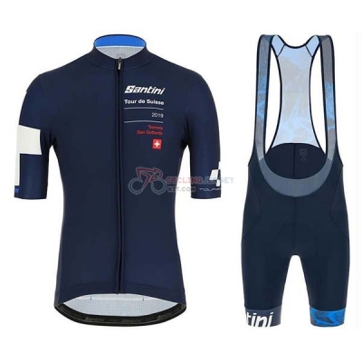Tour de Suisse Cycling Jersey Kit Short Sleeve 2019 Dark Blue White