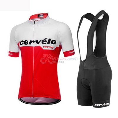 Women Cervelo Cycling Jersey Kit Short Sleeve 2019 White Red