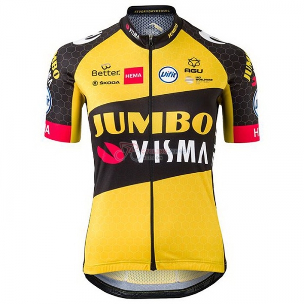 Women Jumbo Visma Cycling Jersey Kit Short Sleeve 2021 Black Yellow ...