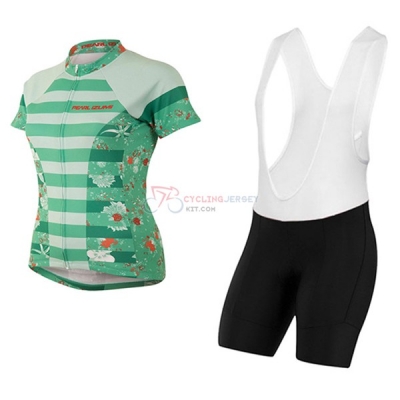 Women Pearl Izumi Short Sleeve Cycling Jersey and Bib Shorts Kit 2017 green