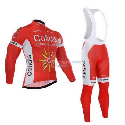 Cofidis Cycling Jersey Kit Long Sleeve 2015 Red
