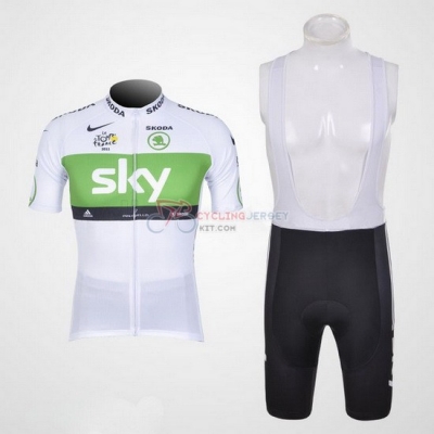 Sky Cycling Jersey Kit Short Sleeve 2012 White And Green