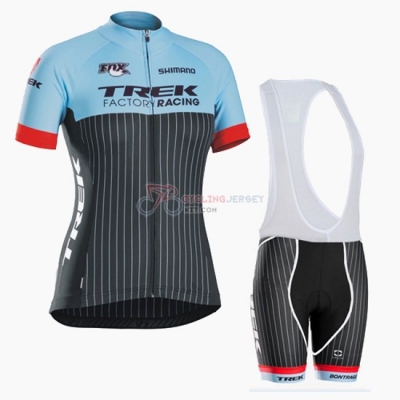 Women Cycling Jersey Kit Trek Short Sleeve 2016 Sky Blue And Black