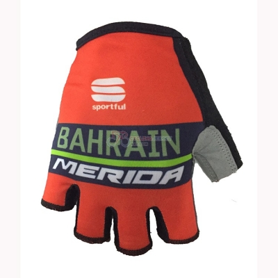 2018 Bahrain Merida Short Finger Gloves Red