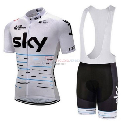 2018 Sky Cycling Jersey Kit Short Sleeve White and Black