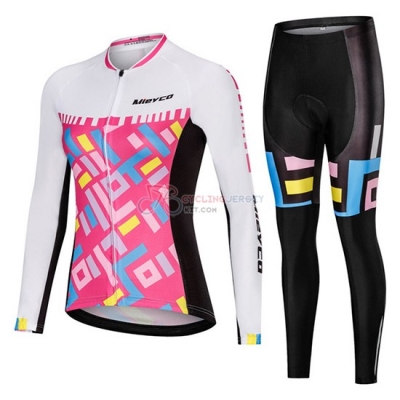 Women Mieyco Cycling Jersey Kit Long Sleeve 2019 White Pink