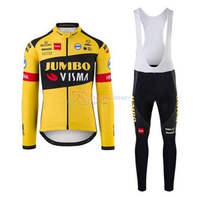 Jumbo Visma Cycling Jersey Kit Long Sleeve 2020 Yellow Black