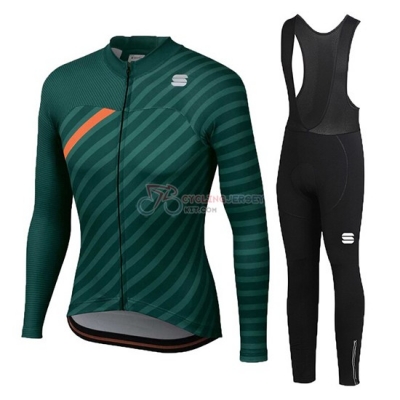 Women Sportful Cycling Jersey Kit Long Sleeve 2020 Green Orange