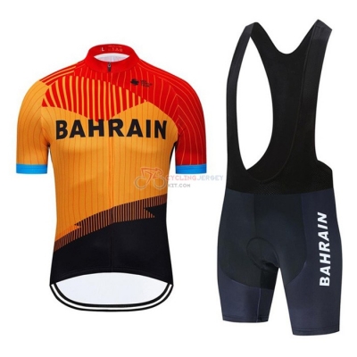 Bahrain Cycling Jersey Kit Short Sleeve 2020 Orange Black