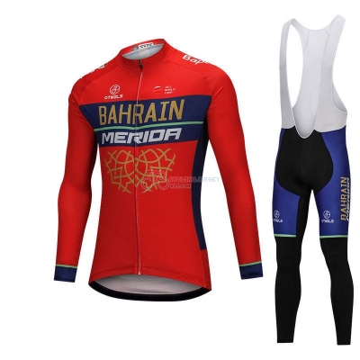 Bahrain Merida Cycling Jersey Kit Long Sleeve Red