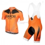 Bianchi Short Sleeve Cycling Jersey and Bib Shorts Kit 2017 orange