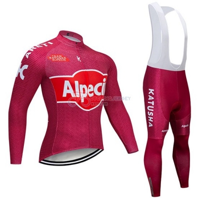 Katusha Alpecin Cycling Jersey Kit Long Sleeve 2019 Red
