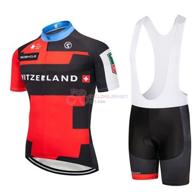 Svizzera Cycling Jersey Kit Short Sleeve 2019 Red Black